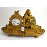 A 19th century alloy clock - Maiden and child