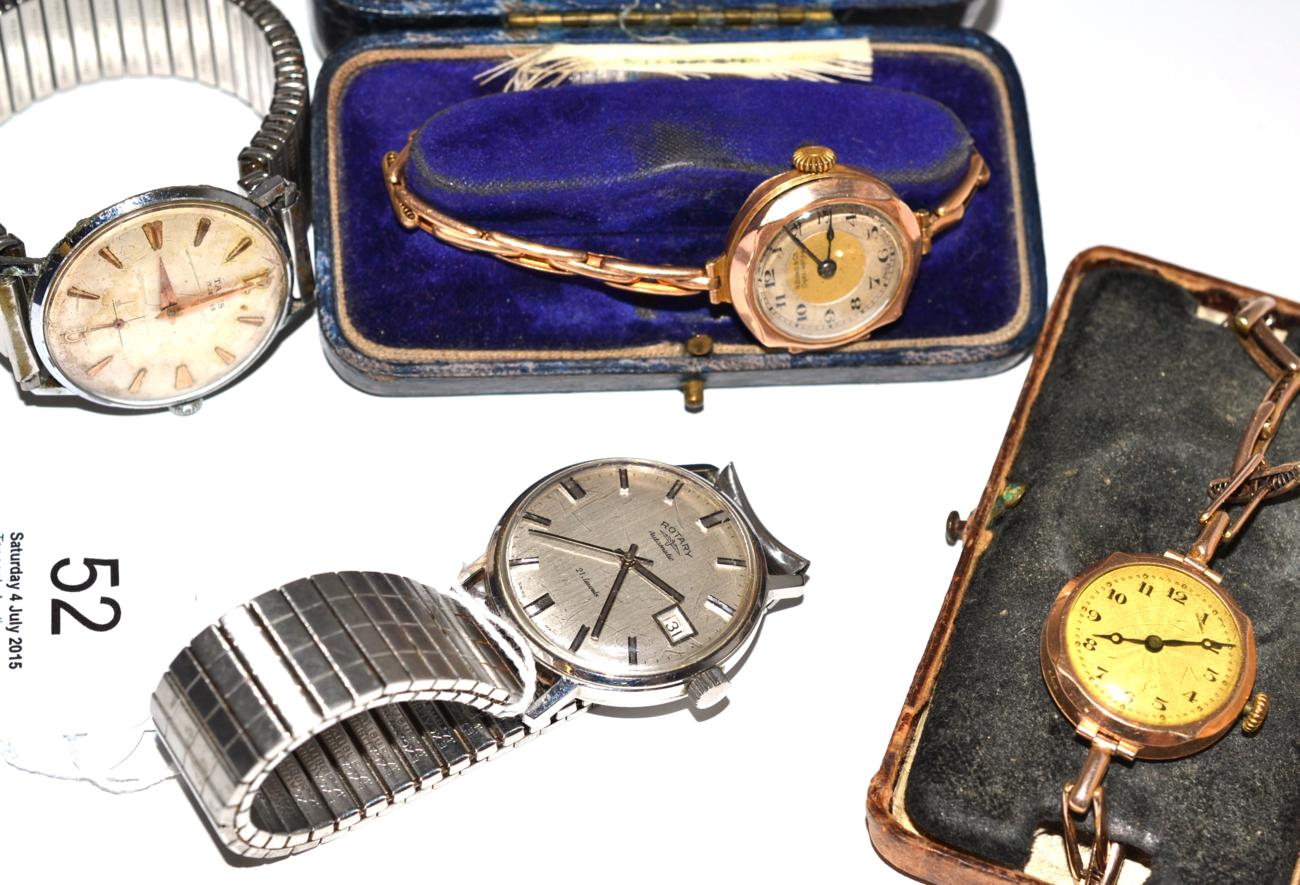 Two ladies cased wristwatches, Rotary wristwatch and a Talis wristwatch (4)