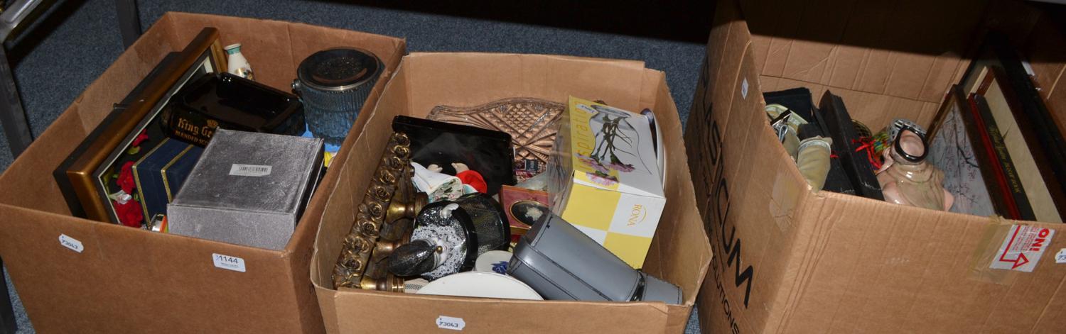 Eight various boxes of china, glassware, ornamental items, etc