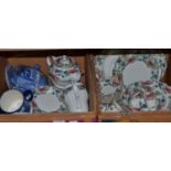 Two boxes of Booths Floradora pattern and a small quantity of blue and white