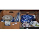 Blue and white dinner wares and other ceramics (in two boxes)