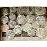 Twenty Black and White Transfer Printed Tooth Paste/Powder Pot Lids, some with bases, includes