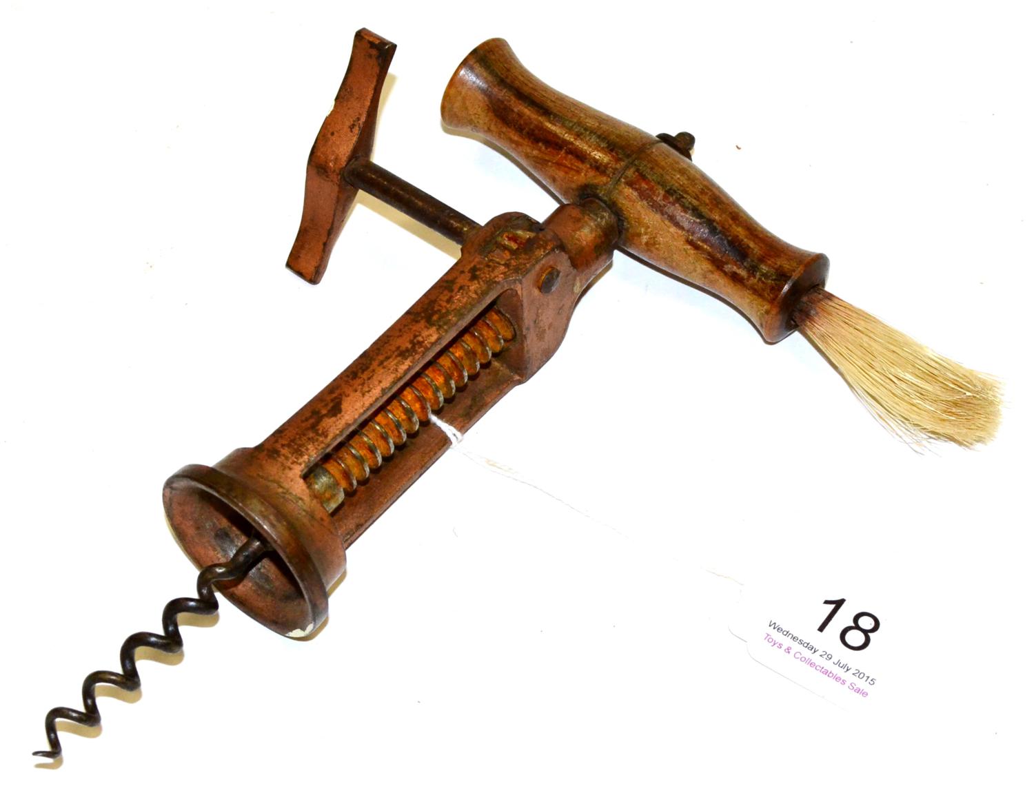 Double Lever Corkscrew with rosewood handle and brush (possibly James Heeley)