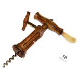 Double Lever Corkscrew with rosewood handle and brush (possibly James Heeley)