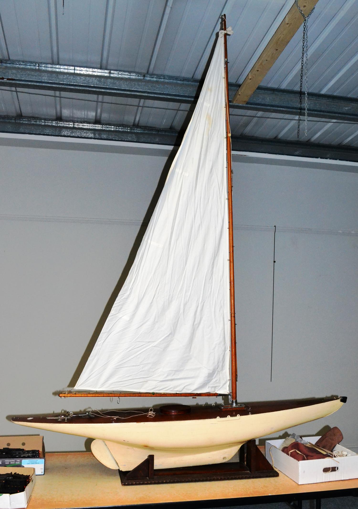 Large Pond Yacht ''The Rattler'' constructed in wood with stainless steel fitting, with mast,