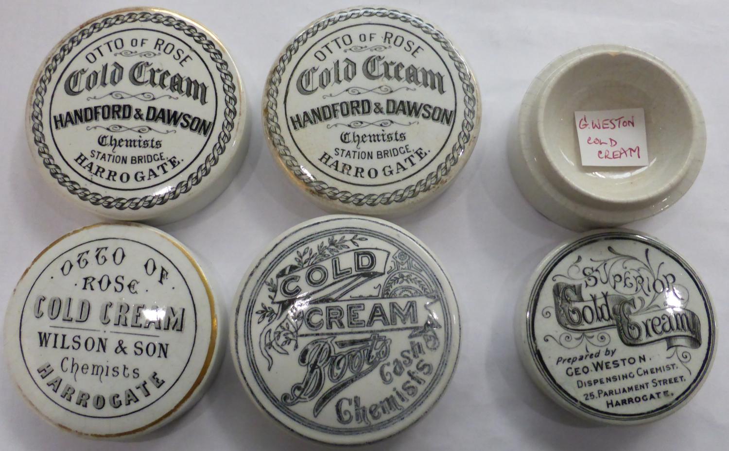 Twenty Black and White Transfer Printed Cold Cream Pot Lids, some with bases, includes Boots, - Image 4 of 9