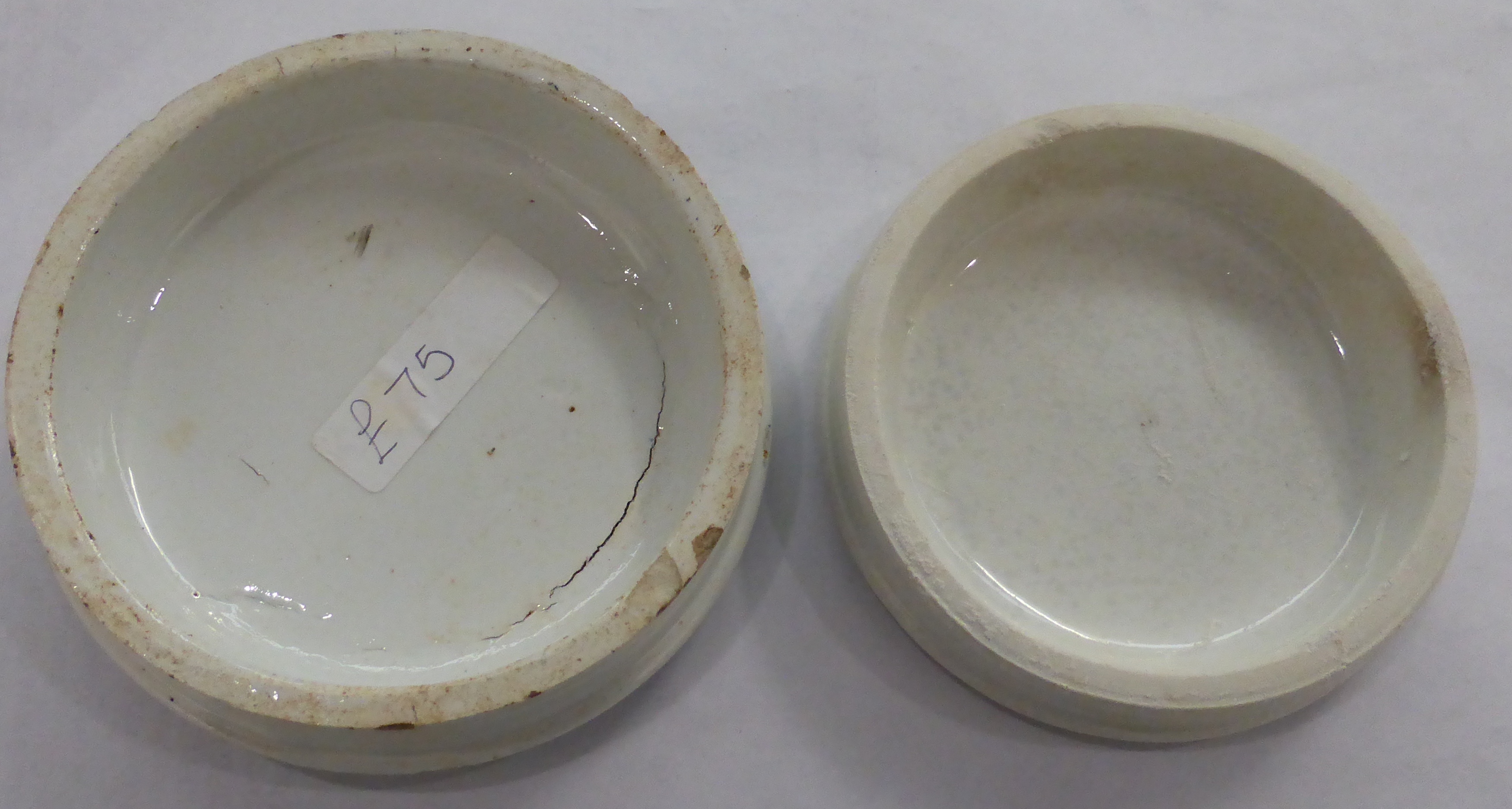 Eight Pictorial Transfer Printed Monochrome Pot Lids, comprising Ellen Hales Ointment, Napoleon III, - Image 3 of 7
