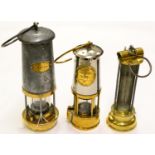 A Brass Davy Type Miners Lamp by Thomas & Williams, Aberdare, stamped '1951 E.T.& W 10', with