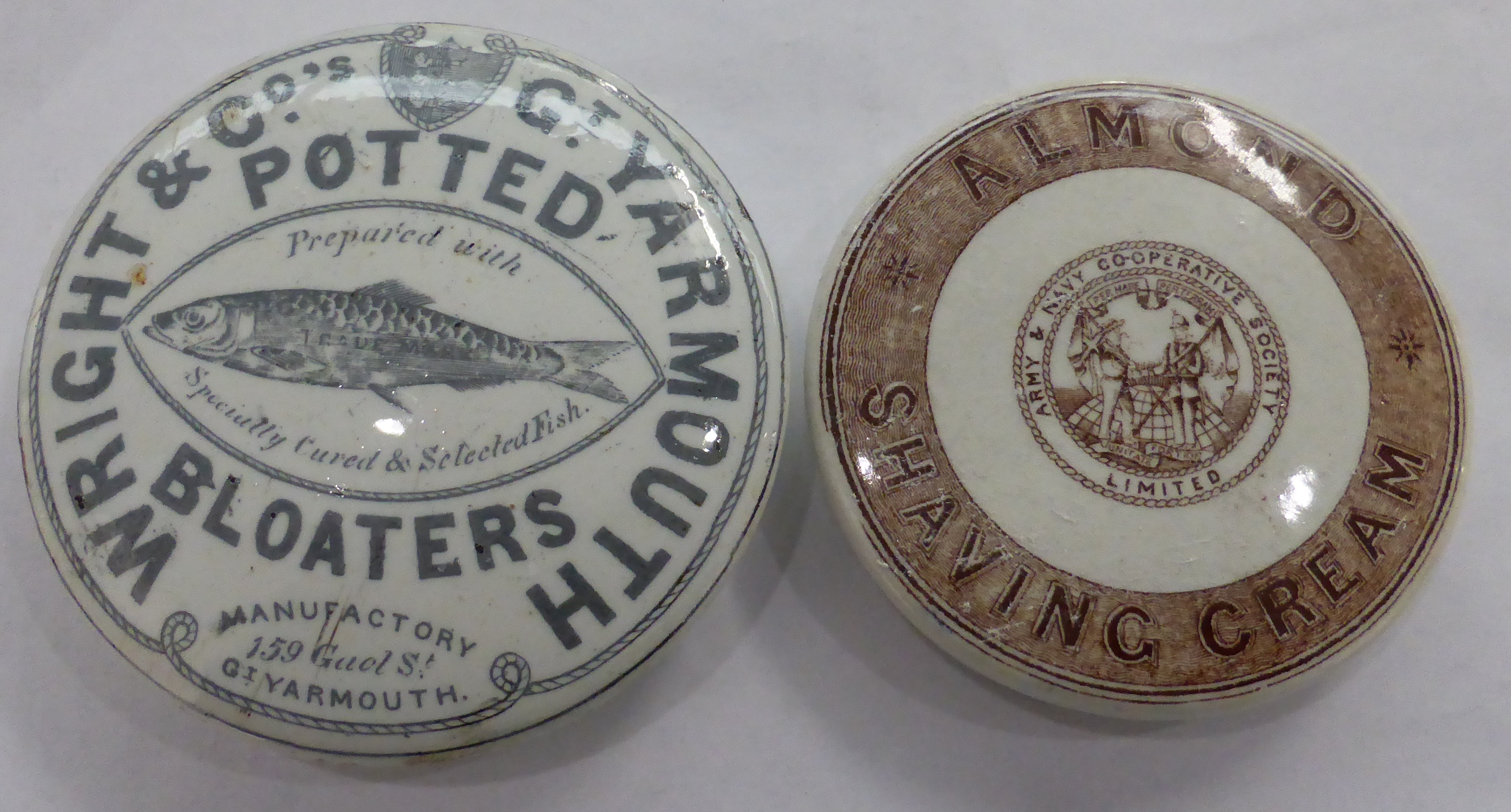 Eight Pictorial Transfer Printed Monochrome Pot Lids, comprising Ellen Hales Ointment, Napoleon III, - Image 2 of 7