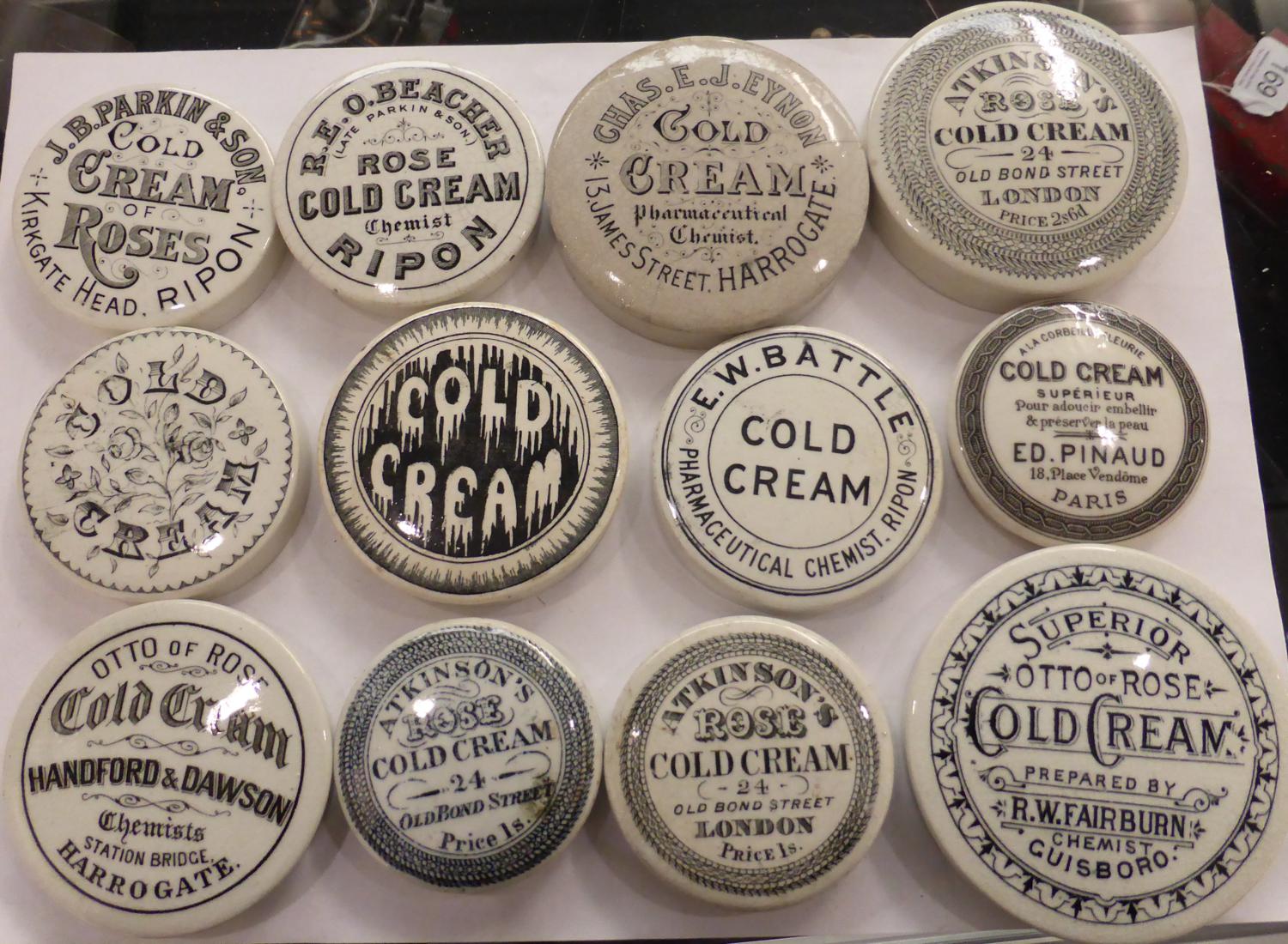 Twenty One Black & White Transfer Printed Cold Cream Pot Lids, includes a quantity of Harrogate - Image 2 of 7