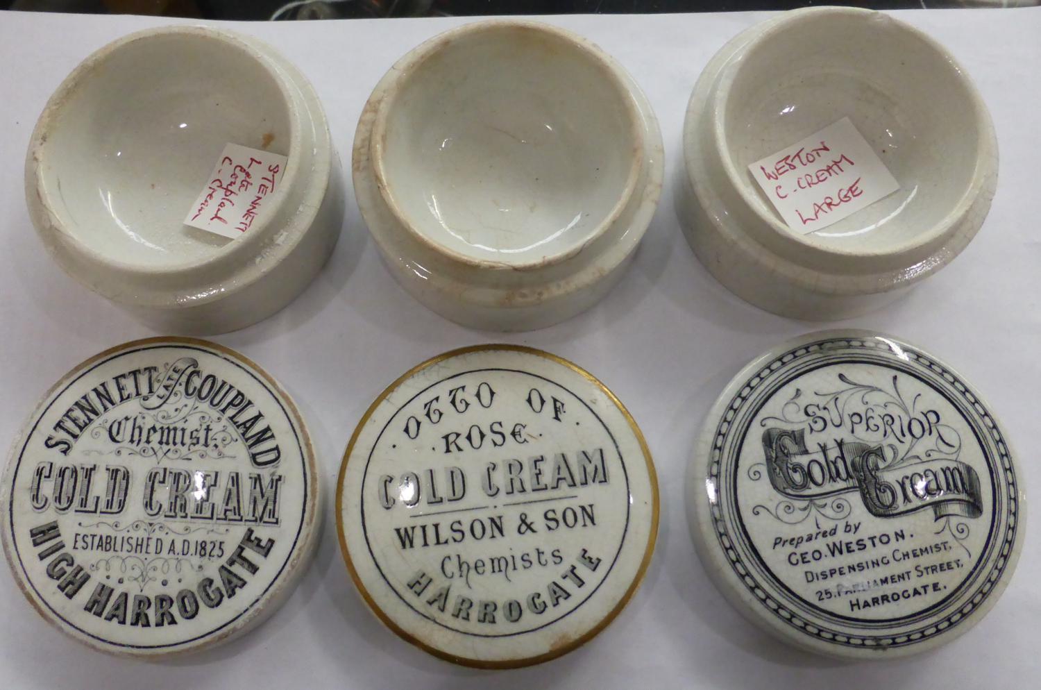 Twenty Black and White Transfer Printed Cold Cream Pot Lids, some with bases, includes Boots, - Image 6 of 9