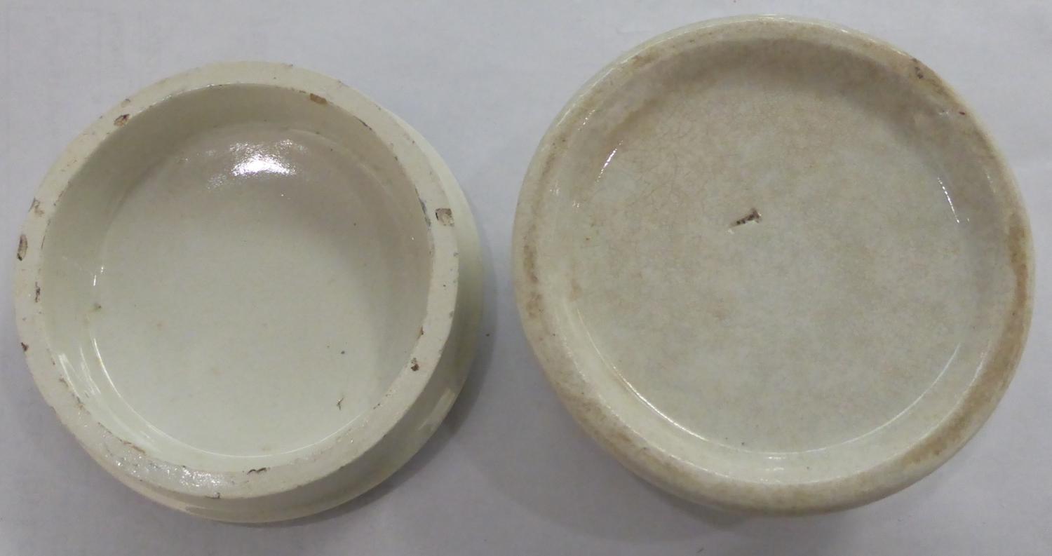 Eight Black & White Transfer Printed Tooth Paste Pot Lids with Bases, includes four marbled Jewsbury - Image 9 of 17