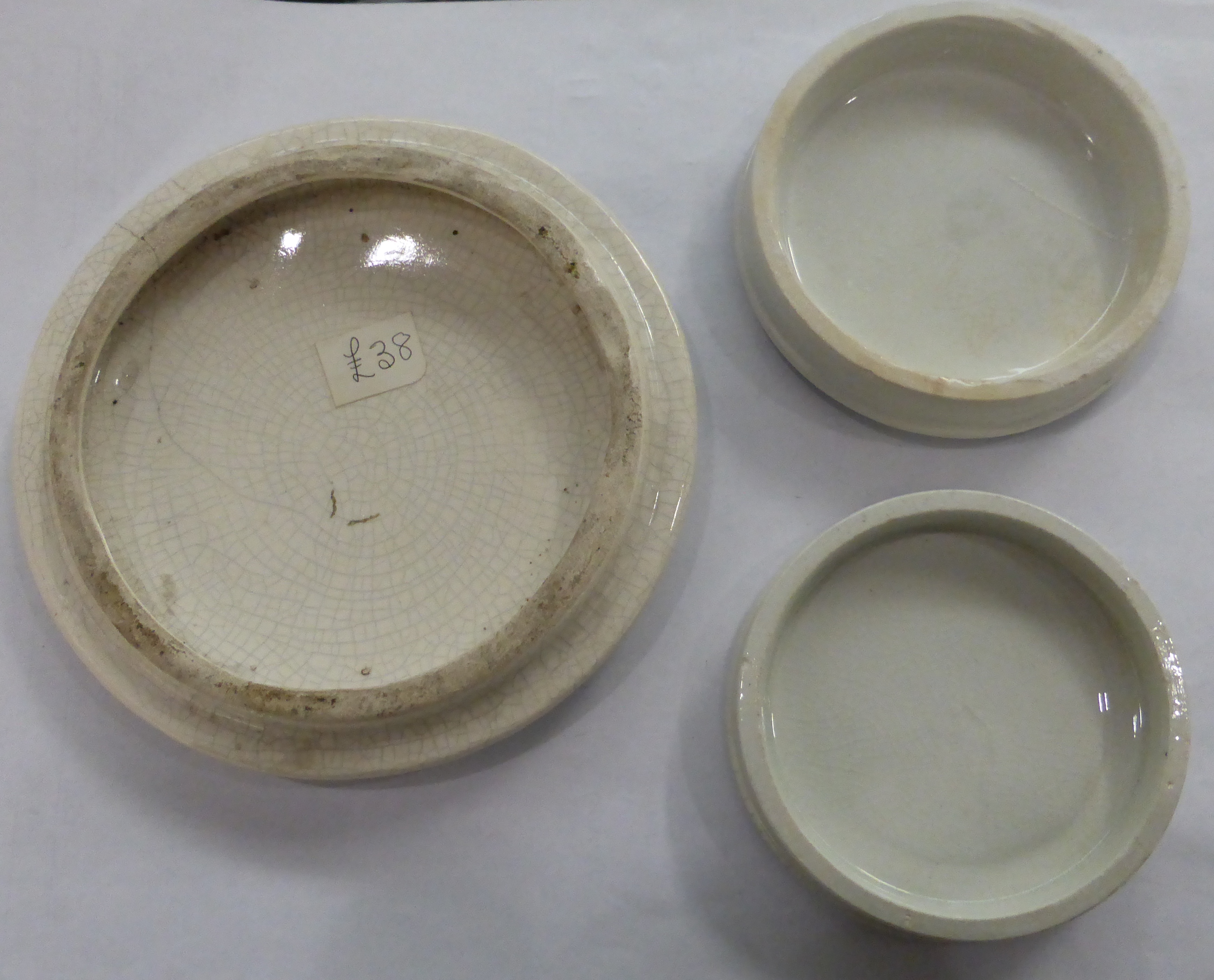 Eight Pictorial Transfer Printed Monochrome Pot Lids, comprising Ellen Hales Ointment, Napoleon III, - Image 5 of 7