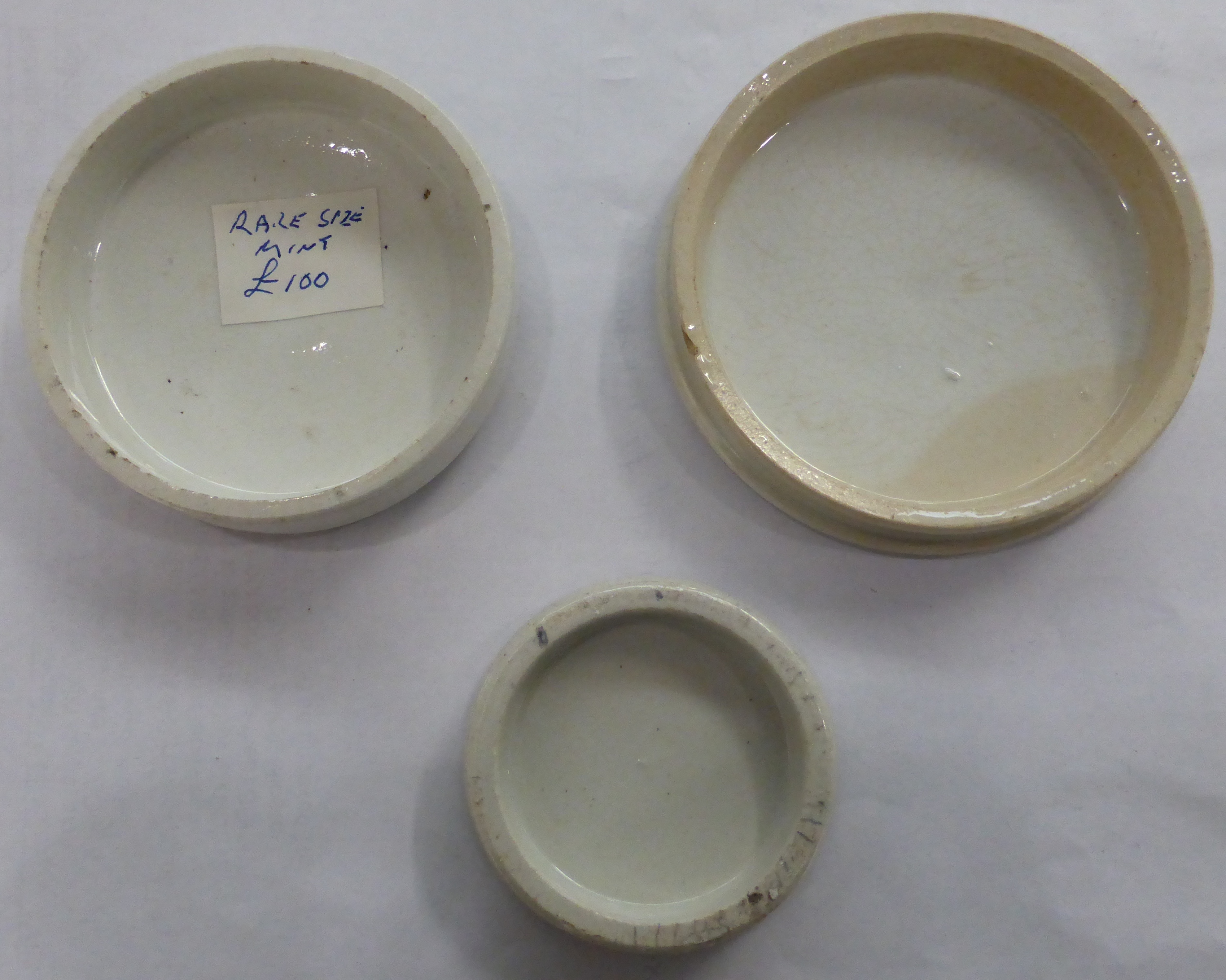 Eight Pictorial Transfer Printed Monochrome Pot Lids, comprising Ellen Hales Ointment, Napoleon III, - Image 7 of 7