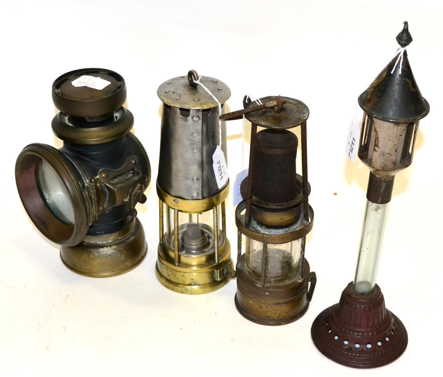Various Lamps including Richard Johnson Miner's 'Lamp brass body with ''13'' stamped onto base (F)
