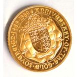 Gold Proof £2 1989, '500th Anniversary of the Sovereign,' 16g, BU
