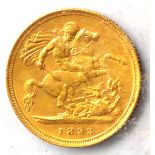 Victoria, Half Sovereign 1893, contact marks, GVF