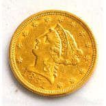 USA Gold 2½ Dollars 1851 'Coronet Head', trivial contact marks, 4.17g, .900 gold, AVF