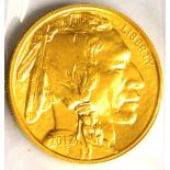 USA Gold 50 Dollars 2012, 1oz fine gold, same design as a 'Buffalo' 5 cents, 31.2g, BU