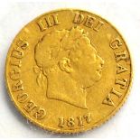 George III, Half Sovereign 1817, contact marks, small dig on neck, AFine