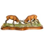 Border Fine Arts 'Highland Challenge' (Pair of Stags Fighting), model No. L127 by Mairi Laing