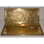 Two Keswick School of Industrial Arts rectangular brass trays, each with stamped KSIA mark