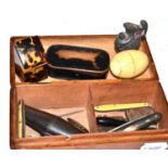 Collector's items including thimble holder, snuff box, vesta cases, tortoiseshell box, etc