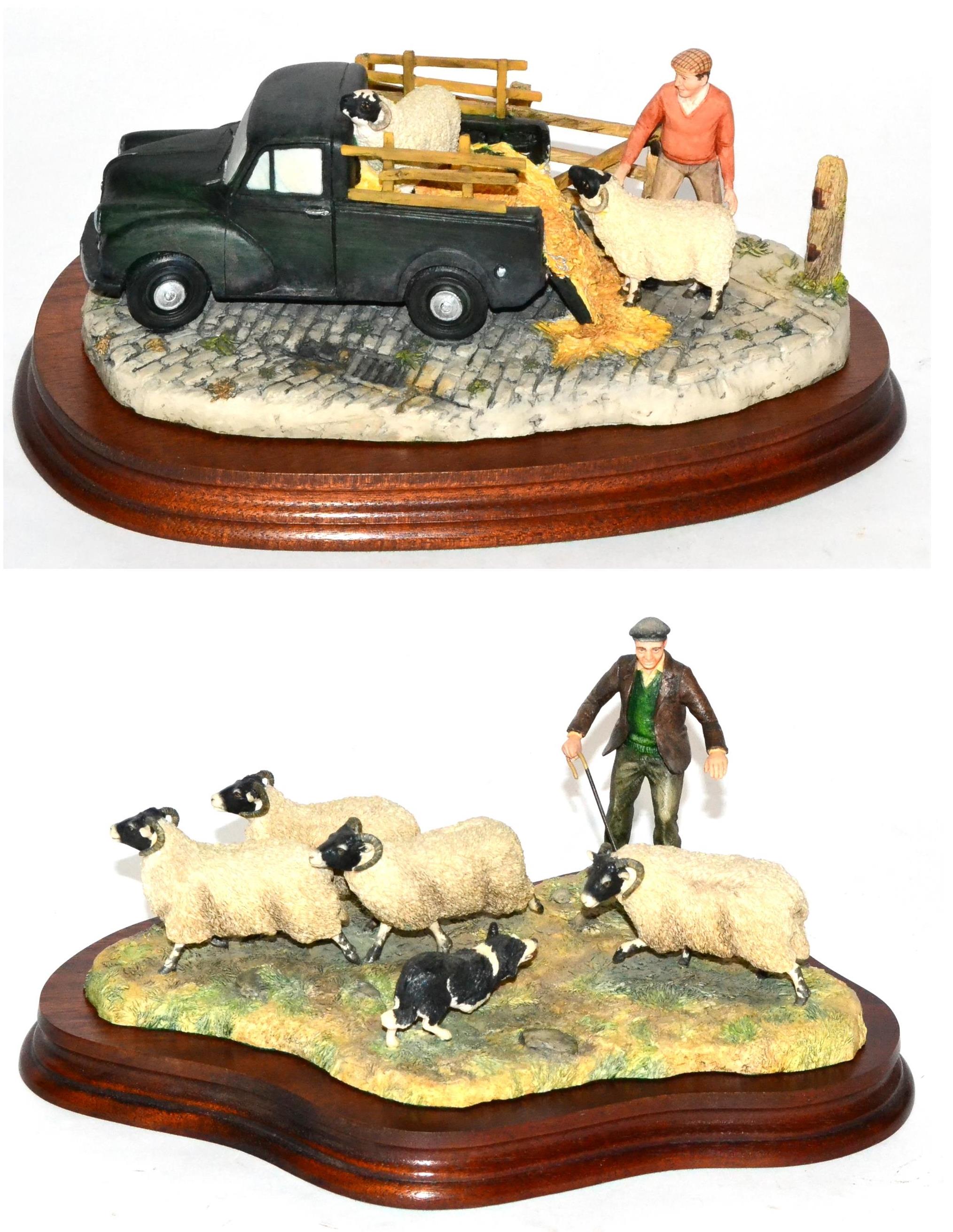 Border Fine Arts 'Shedding' (Shepherd, Collie and Sheep), model No. L113 by Ray Ayres, limited