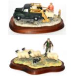 Border Fine Arts 'Shedding' (Shepherd, Collie and Sheep), model No. L113 by Ray Ayres, limited