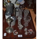 Swarovski crystal, cut glass spill vases etc