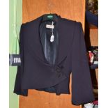 Emporio Armani textured black cropped jacket with shawl neck collar, size 40