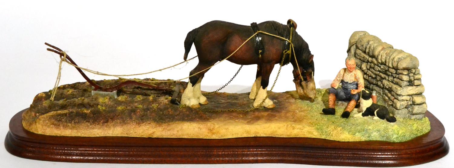 Border Fine Arts 'Ploughman's Lunch' (Bay Shire, Farmer and Collie), model No. B0090B, limited