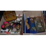 A quantity of assorted coins, costume jewellery, military buttons, collectables etc