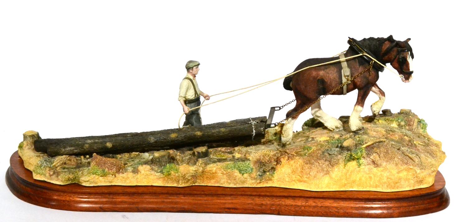 Border Fine Arts 'Logging', model No. B0700 by Ray Ayres, limited edition 493/1750, on wood base,