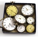 Two silver pocket watches, fine silver pocket watch, gun metal pocket watch and three fob watches (