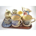 Assorted 19th century jugs and mugs including a Queen Victoria and Prince Albert jug, a