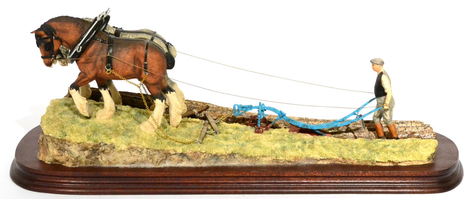 Border Fine Arts 'Stout Hearts' (Ploughing scene), model No. JH34 by Ray Ayres, on wood base with