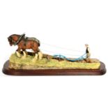 Border Fine Arts 'Stout Hearts' (Ploughing scene), model No. JH34 by Ray Ayres, on wood base with