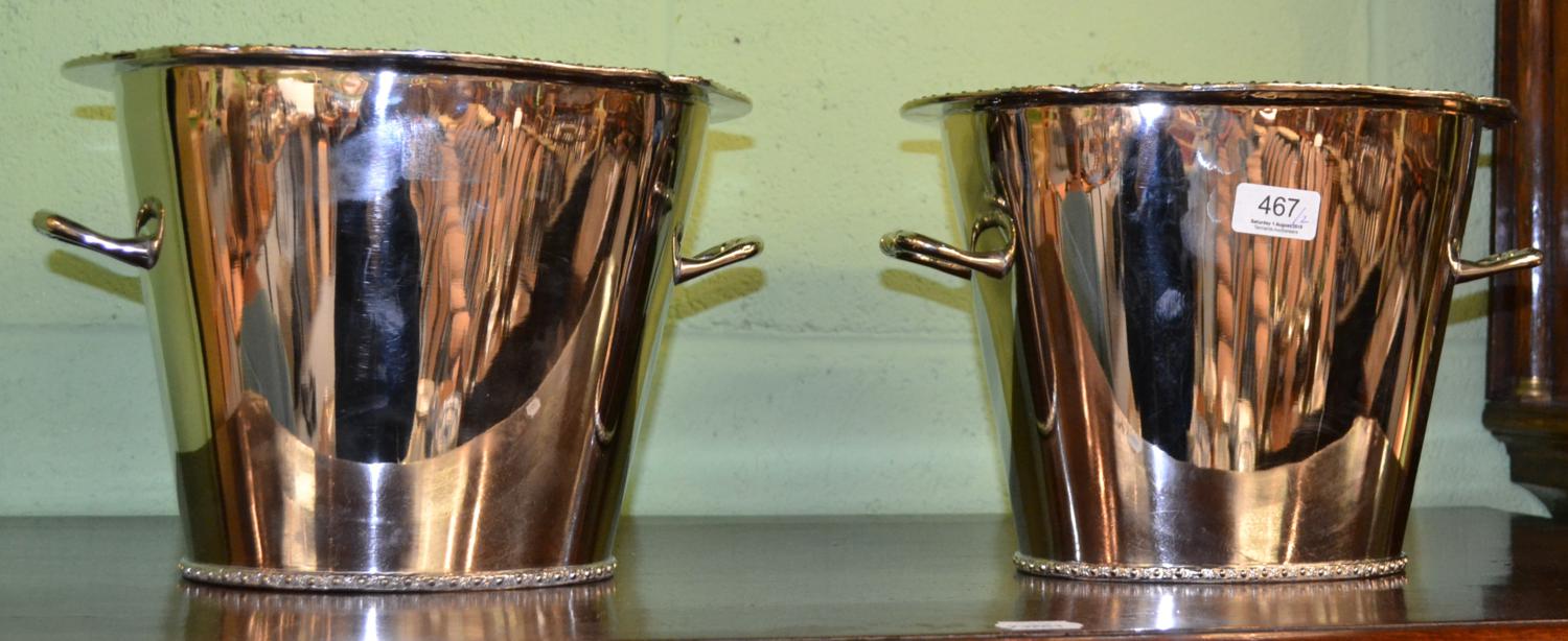 Pair of silver plated oval wine coolers