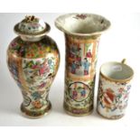 Two items of Chinese canton porcelain and a Samson Paris 'Famille rose' mug (3)