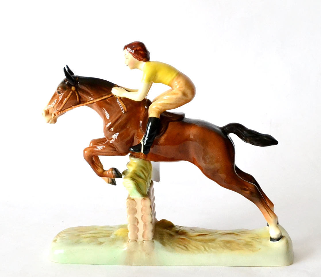 Beswick 'Girl on Jumping Horse', model No. 939, brown gloss Restoration to tail and ears.