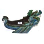 A Brannam green and blue glazed earthenware planter as a Viking ship, signed and dated 1900