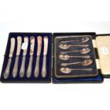 Silver handled knives and six teaspoons 6.5 ozt gross