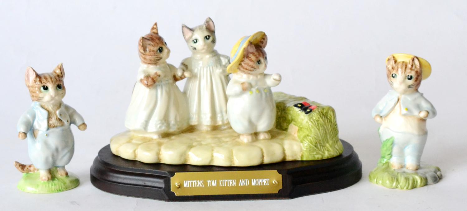 Royal Doulton Beswick Beatrix Potter 'Mittens, Tom Kitten and Moppet', collectors tableau, BP-8d,