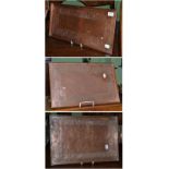 Three Keswick School of Industrial Arts rectangular copper trays, each with stamped KSIA mark