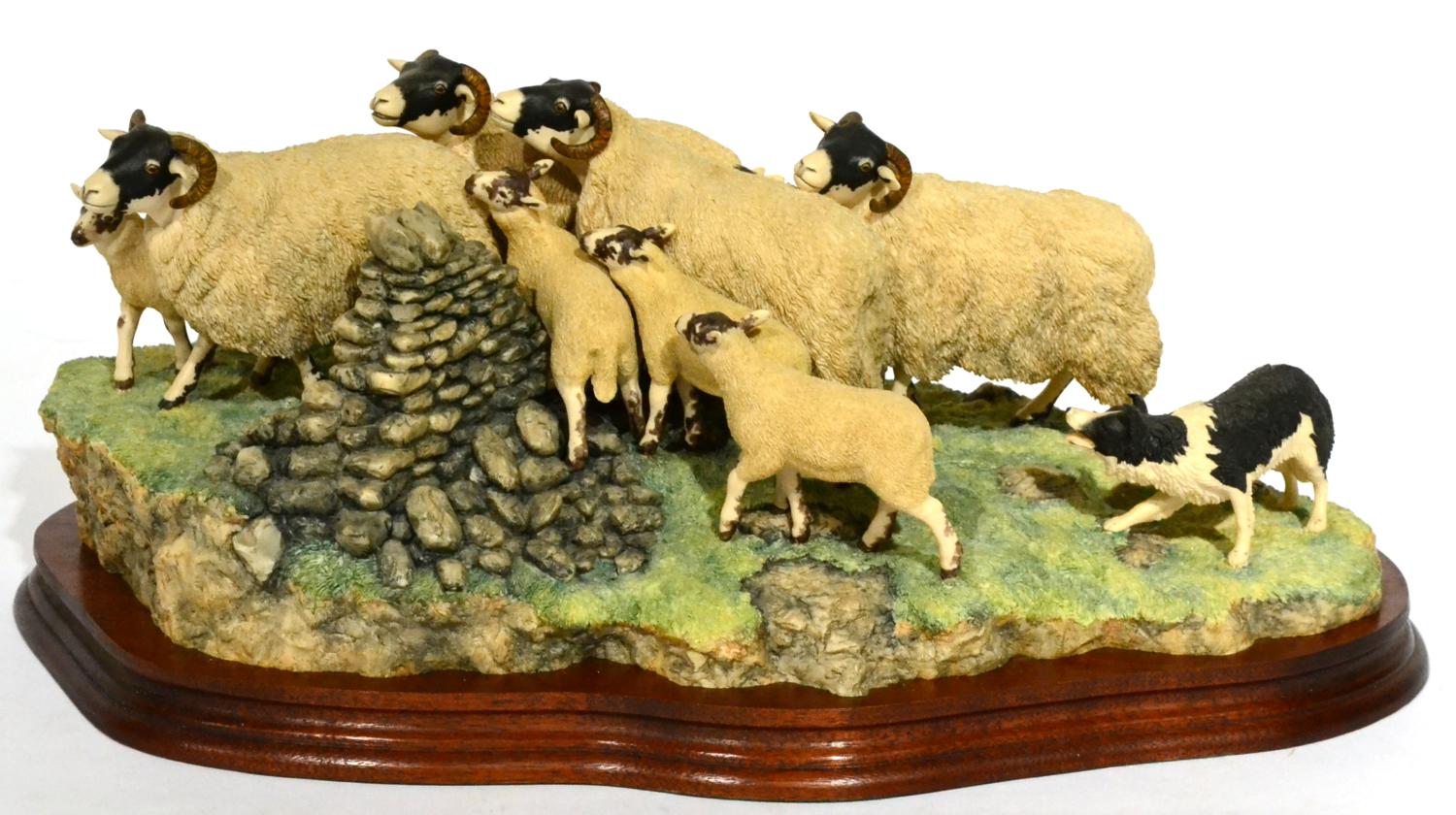 Border Fine Arts 'Gathering In The Strays' (Sheep and Collie), model No. JH28 by Ray Ayres,