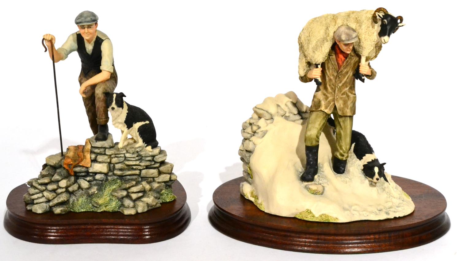 Border Fine Arts 'Winter Rescue' (Shepherd carrying Ewe), model No. JH41 by Anne Butler, on wood