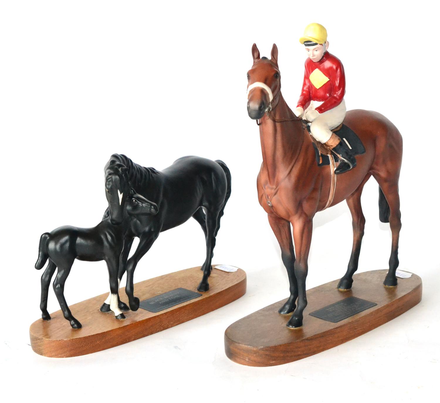 Beswick Connoisseur Horses: 'Red Rum with Brian Fletcher Up', model No. 2511 and 'Black Beauty and