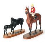 Beswick Connoisseur Horses: 'Red Rum with Brian Fletcher Up', model No. 2511 and 'Black Beauty and