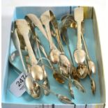 Ten pairs of silver Fiddle pattern sugar tongs 10ozt